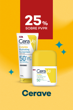 Protetores Solares da marca cerave com destaque promocional at&eacute; 25% sobre pre&ccedil;o de Venda ao P&uacute;blico Recomendado